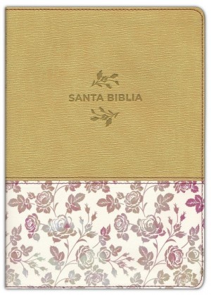 Biblia grande. Letra grande. Ultrafina. 2 tonos. Mantequilla floral - NTV