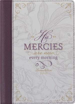 Diario His mercies are new (Lamentaciones 3:22-23). 2 tonos. Morado amatista/blanco. Cremallera (inglés)