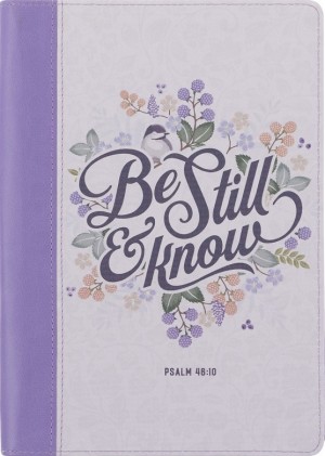 Diario Be still & know (Salmo 48:10). 2 tonos. Morado/blanco. Cremallera (inglés)