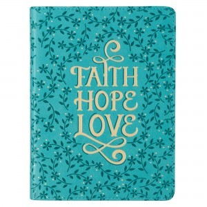 Diario Faith, Hope, Love. 2 tonos. Turquesa floral (inglés)