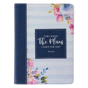 Diario For I know the Plans (Jeremías 29:11). 2 tonos. Azul floral (inglés)