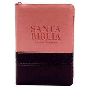 Biblia portátil. Letra grande. 2 tonos. Rosa/marrón. Índice - RVR60