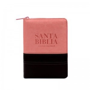 Biblia bolsillo. Letra grande. 2 tonos. Rosa/marrón. Índice - RVR60