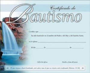 Certificado - Bautismo (pack de 20)