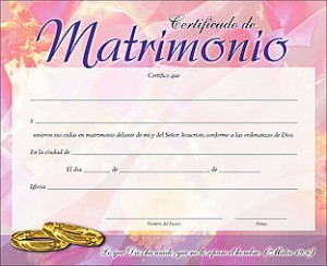 Certificado - Matrimonio (pack de 20)